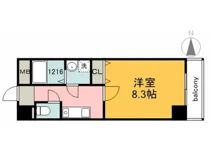 アクシーズビル(1DK/4階)の間取り写真