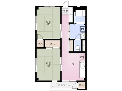 追浜会館共同ビルA棟(2DK/3階)の間取り写真