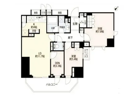麹町 2LDK(2LDK/6階)の間取り写真