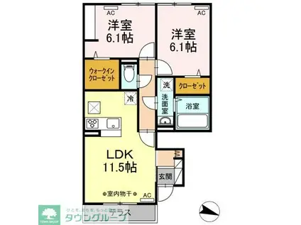 CAMELOT A棟(2LDK/1階)の間取り写真