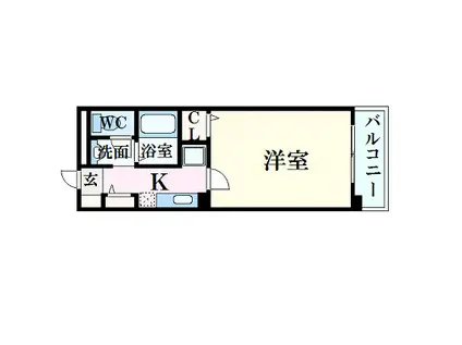 フィネス昭和町(1K/3階)の間取り写真