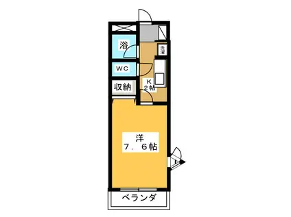 名鉄各務原線 市民公園前駅 徒歩14分 2階建 築27年(1K/2階)の間取り写真