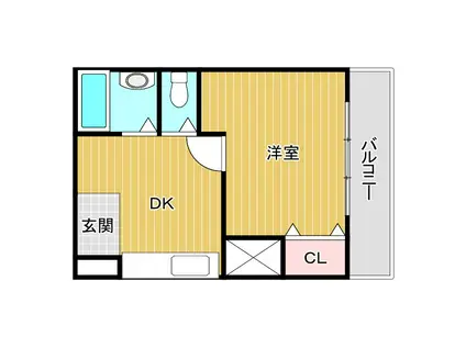 ラ・フォーレ桜宮II(1DK/4階)の間取り写真