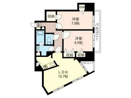 イリップス船堀(2LDK/8階)の間取り写真