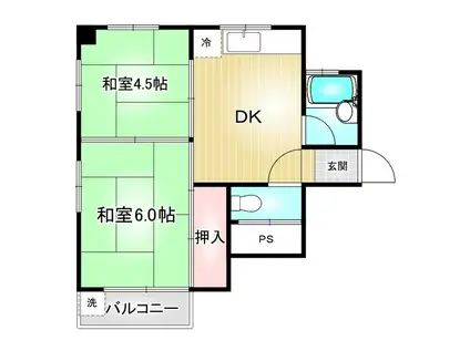 石坂ハイツ(2DK/4階)の間取り写真