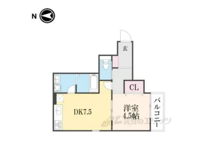 レクエルド桃山(1DK/1階)の間取り写真