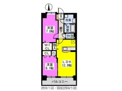 ウエストビレッジ姪浜(2LDK/4階)の間取り写真