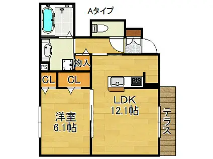 DEARCOURT(1LDK/1階)の間取り写真