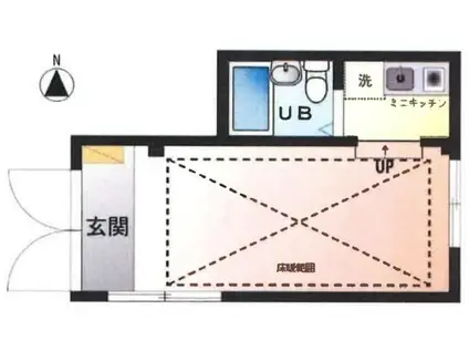 都電荒川線 荒川車庫前駅 徒歩7分 3階建 築44年(ワンルーム/2階)の間取り写真