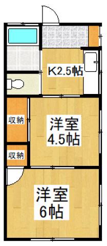 金子コーポ(2K/1階)の間取り写真