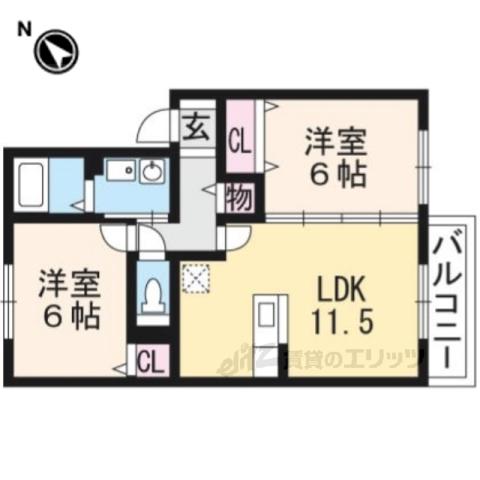 セジュールアースマーシⅣ(2LDK/2階)の間取り写真