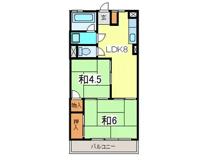 高木ハイツ(2LDK/1階)の間取り写真