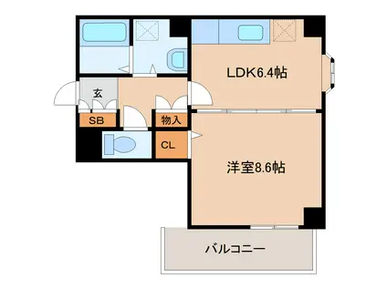ベルソーレ木ノ下(1LDK/4階)の間取り写真