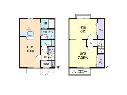 BELLE DEMEURE C(2LDK/2階)の間取り写真