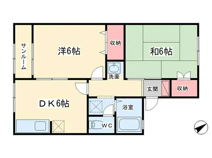 ジュピタル下田(2DK/1階)の間取り写真