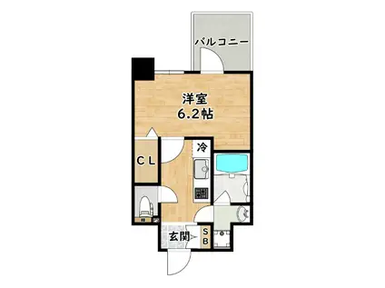 エレガントレジデンスYODOGAWA(1K/6階)の間取り写真