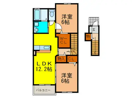 カピラI(2LDK/2階)の間取り写真