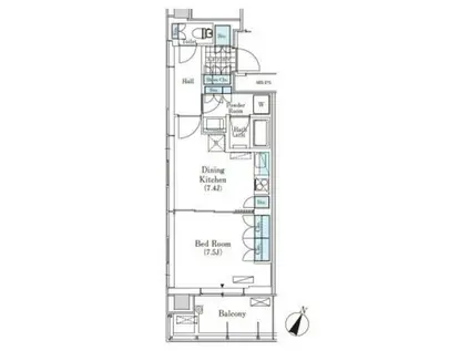 メルクマール京王笹塚レジデンス(1DK/15階)の間取り写真