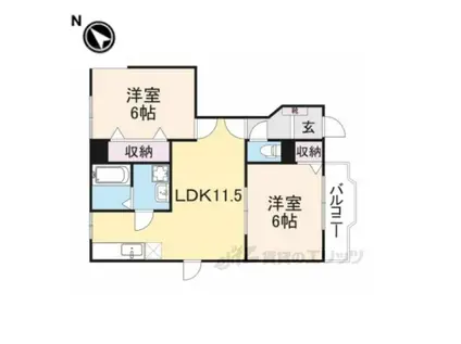 クレディⅠ(2LDK/1階)の間取り写真