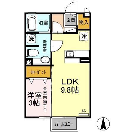 リズメゾン(1LDK/2階)の間取り写真