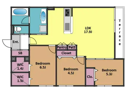 船橋2丁目メゾン(3LDK/1階)の間取り写真