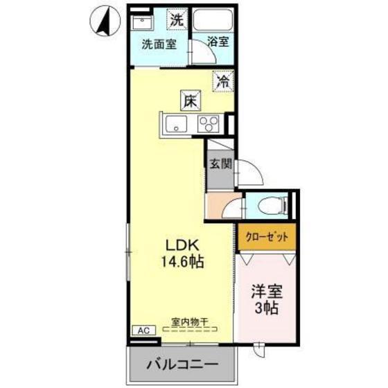 コタージュ七番館(1LDK/1階)の間取り写真