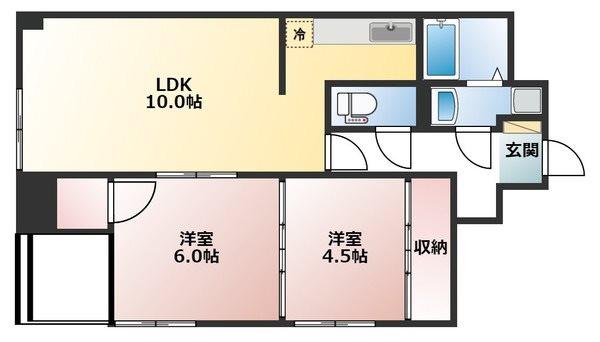 ベルトピア富山I(2LDK/5階)の間取り写真