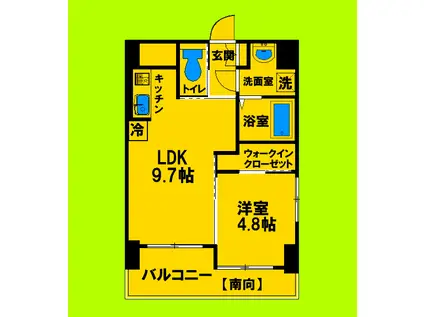 ノルデンハイム江坂垂水町(1LDK/6階)の間取り写真