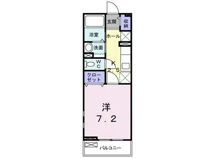 ハピア I(1K/2階)の間取り写真