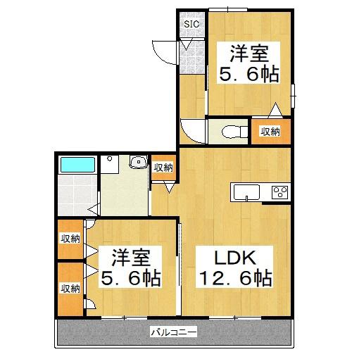 アマーヴィレII(2LDK/1階)の間取り写真