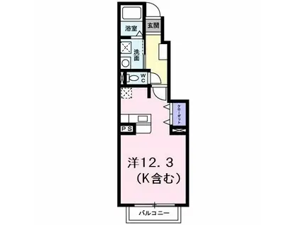 アルト アルベロB(ワンルーム/1階)の間取り写真