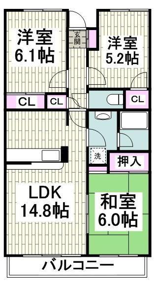 ディアパーク杉田南(3LDK/1階)の間取り写真