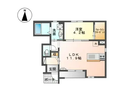 ヴィーナスコートII(1LDK/1階)の間取り写真