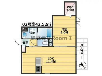 ロングウッド綾園・旭化成ヘーベルメゾンHEBEL HAUS(1LDK/2階)の間取り写真