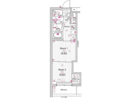 ガーラ元住吉グランドステージ(2K/4階)の間取り写真