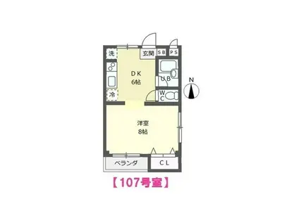 ホープハイム(1DK/1階)の間取り写真