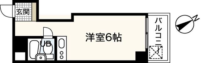イースト白島(ワンルーム/6階)の間取り写真
