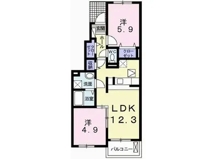 ピアチェーレ II(2LDK/1階)の間取り写真