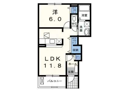 セレーン蓬田(1LDK/1階)の間取り写真