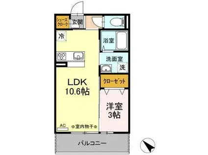 プラネージュII(1LDK/3階)の間取り写真