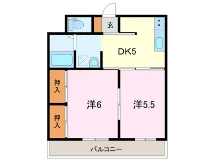 エステーム杉山(2DK/3階)の間取り写真