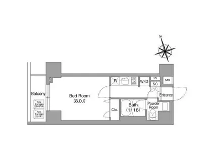 コンフォリア・リヴ丁堀(1K/6階)の間取り写真