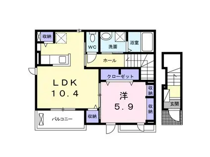 カトレアIII(1LDK/2階)の間取り写真