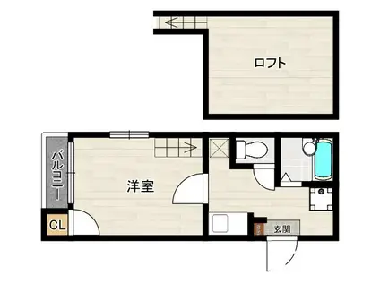 エフ・フラット唐人町(1K/2階)の間取り写真