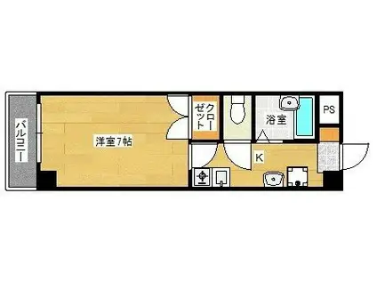 府中森野ビル(1K/3階)の間取り写真