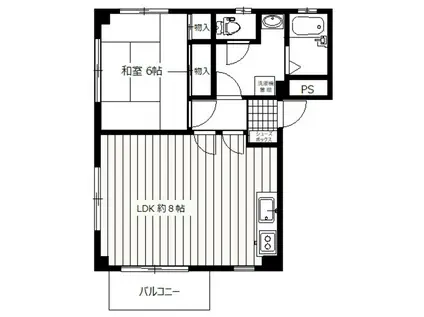 八王子Aビル(1LDK/3階)の間取り写真