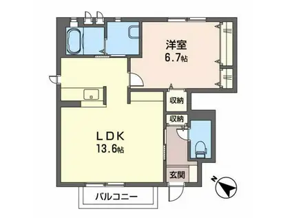シャーメゾンアルファ I(1LDK/1階)の間取り写真