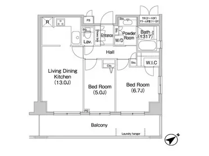 コンフォリア田町(2LDK/6階)の間取り写真