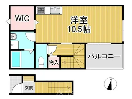 AT.サウスB棟(ワンルーム/2階)の間取り写真