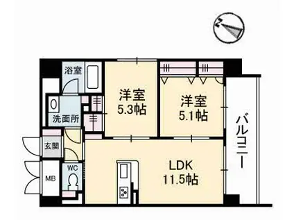 フォルト・マーレ(2LDK/2階)の間取り写真